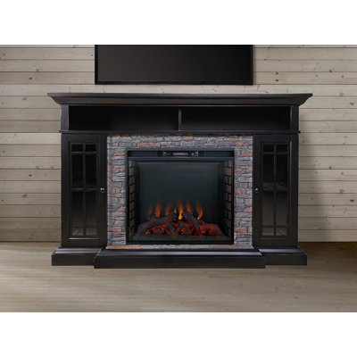 Bennett 66"" Infrared Electric Fireplace TV Stand - Faux Stacked Stone Surround & 28"" Firebox -  Allen Home, ASMM-017-2866-S502-T