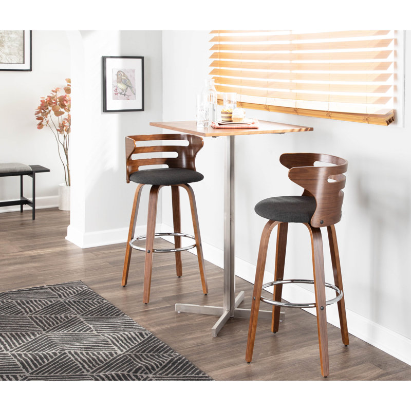 Archaimbaud Swivel Upholstered Counter Stool, Bar Stool (30" Seat Height), Charcoal