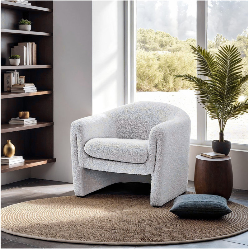 Fauteuil d'appoint contemporain de conception compacte en forme de U en tissu Boucle