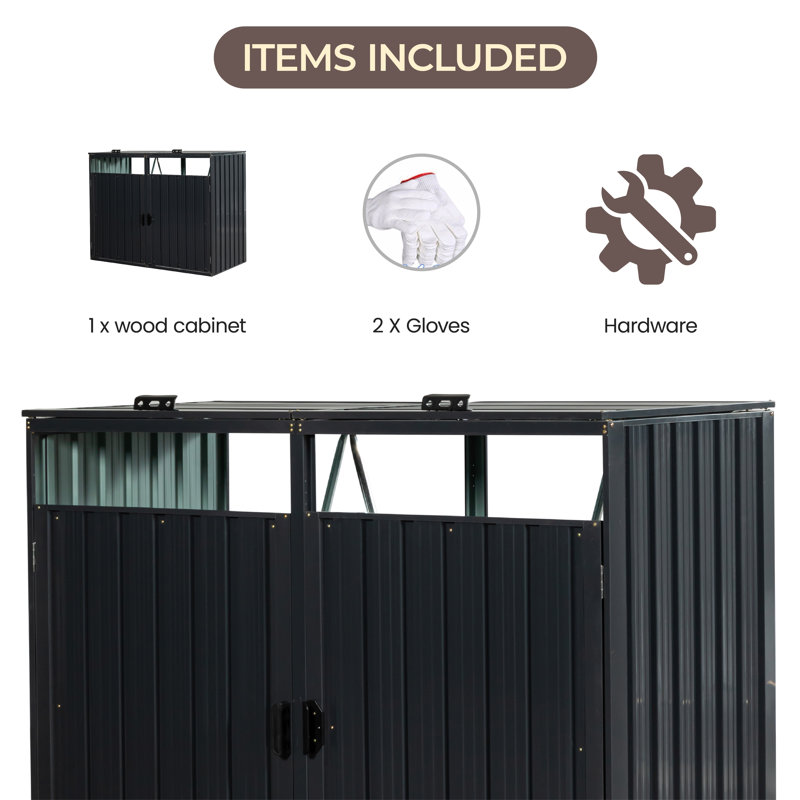 5 ft. W x 3 ft. D Stainless Steel Horizontal Garbage Shed