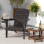 Chaise de patio Adirondack avec siège rembourré en rotin et accoudoirs larges et porte-gobelet caché noir-1264085389