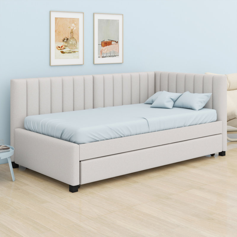 Lit de jour rembourré avec couchette, Beige