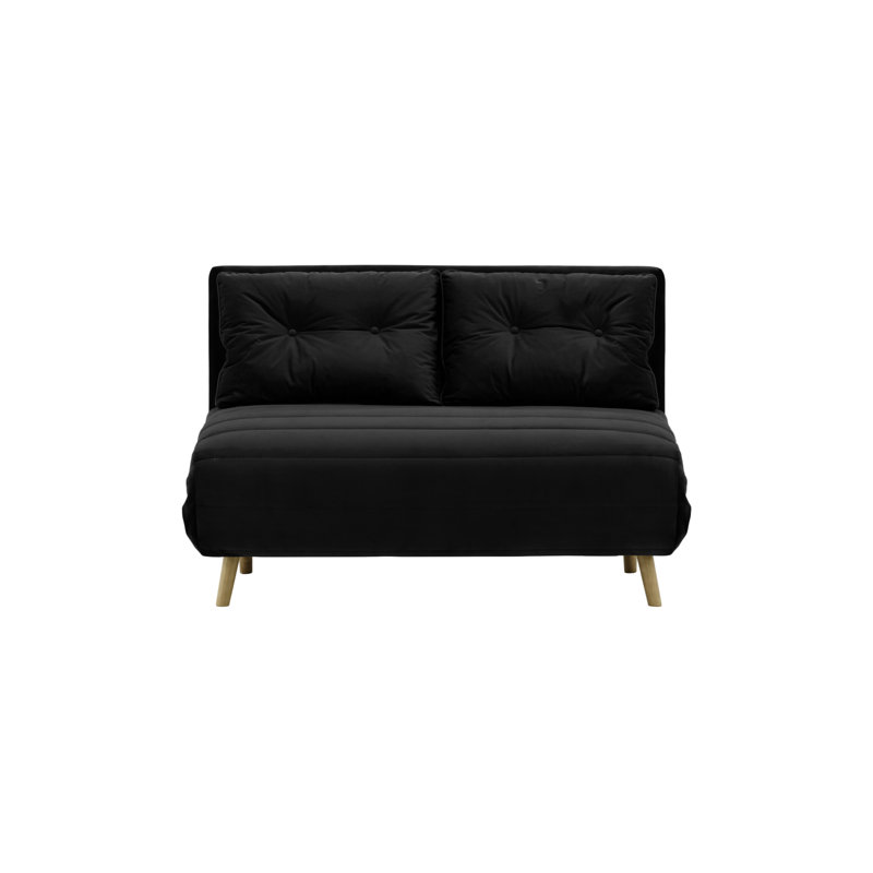 Donald 2 Seater Sofa Bed,  78cm H X 120cm W X 90cm D, Wax Black, Black
