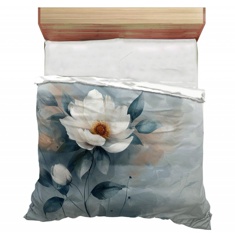 Édredon fleurs en microfibre / polyester, Édredon simple