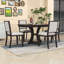 Ensemble de table de salle à manger 5 pièces, table extensible en bois avec rallonge amovible et chaises rembourrées-1503728986