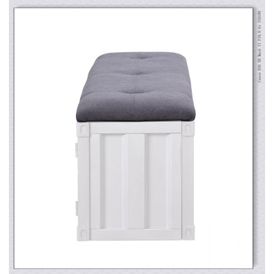 Banc Cargo en tissu et finition blanche avec rangement