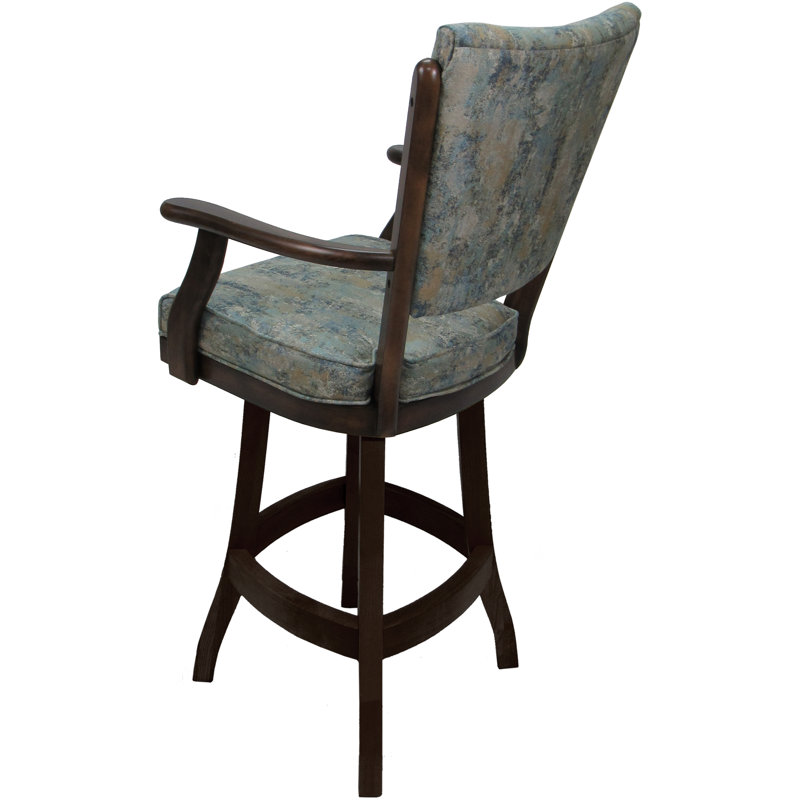 Irminger Classic Swivel Wood Extra Tall Stool, Blue Polyester Blend/Brown Frame, Extra Tall (34" Seat Height)