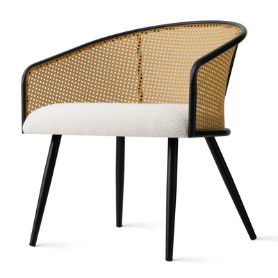 Chaise d'appoint Modern Cane avec dossier en rotin de plastique