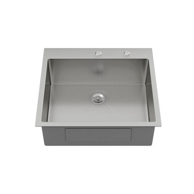 25 X 22 X 9 Inch Kitchen Sink Drop In 16 Gauge Stainless Steel 25" Single Bowl Topmount Kitchen Sink Basin With Drain Assembly