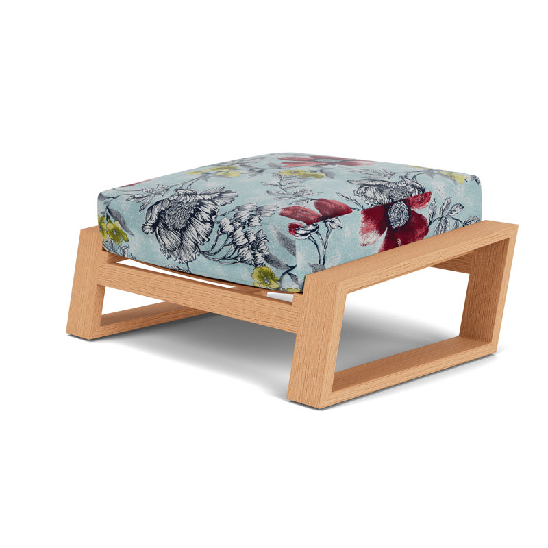 Pursuit Rectangle Outdoor Ottoman Patio Ottoman, Serena Floral Meadow