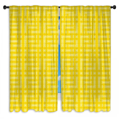 Rideaux obscurcissant et obscurcissant jaune à motif géométrique - 2 panneaux