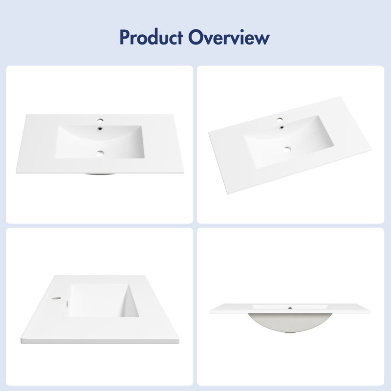 Tucson 36" W x 18.25" D Vitreous China Rectangular Single Vanity Top Sink in White (Sink Only)