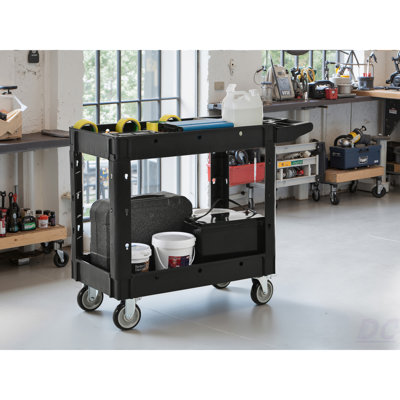 Two-Shelf Utility Cart With Wheels ,600 Lbs. Capacity Rolling Utility  Tool Carts For Warehouses, Industrial Settings, Auto Garages, For Indoor And O