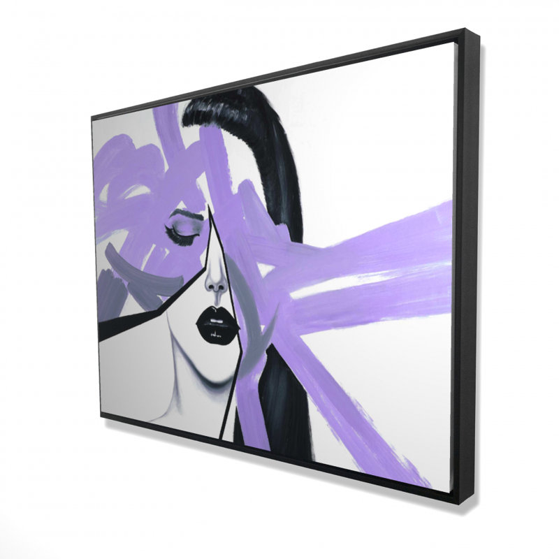 Portrait abstrait d'une femme mauve sur toile