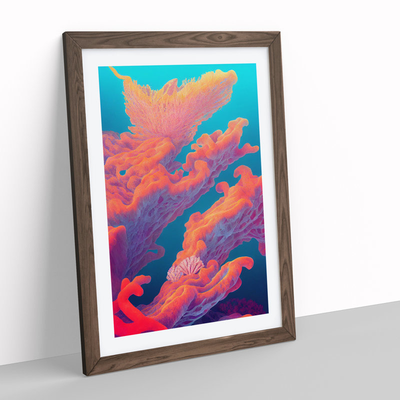 The Beauty Of Coral Reef - Single Picture Frame Print, 34cm H x 25cm W x 2cm D, Walnut Framed