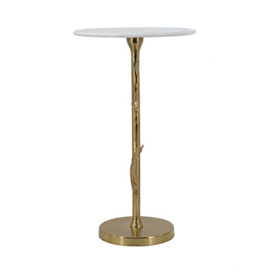 Table d'appoint tulipe dorée 14 po x 14 po x 24 po avec plateau en marbre blanc