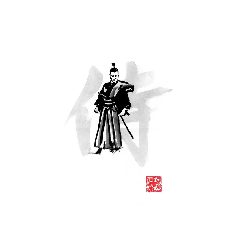 Samurai by Péchane - Painting on Canvas, Wrapped Canvas, 20.32 cm H x 30.48 cm W