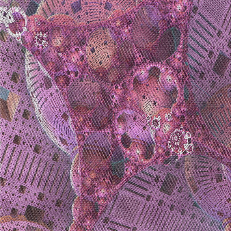 Tapis mauve à métier motorisée, Carré 6 pi