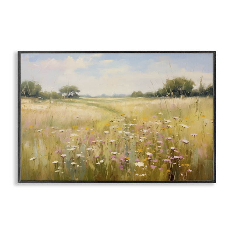  Giclée sur fond de fleurs sauvages délavées par LSR Design Studio, H 12 po x l 18 po, Giclée encadrée noir minuit