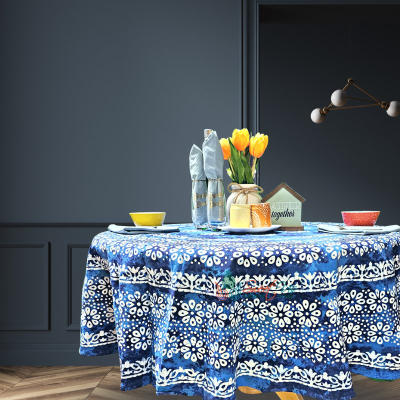 Cotton Batik Floral Round Tablecloth
