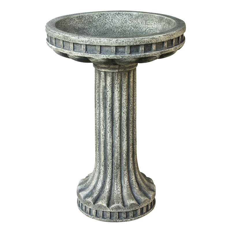 Bain d'oiseaux en béton de 24 po de haut avec un diamètre de 16,3 po - Design intemporel pour le jardin, la terrasse, l'allée et le patio