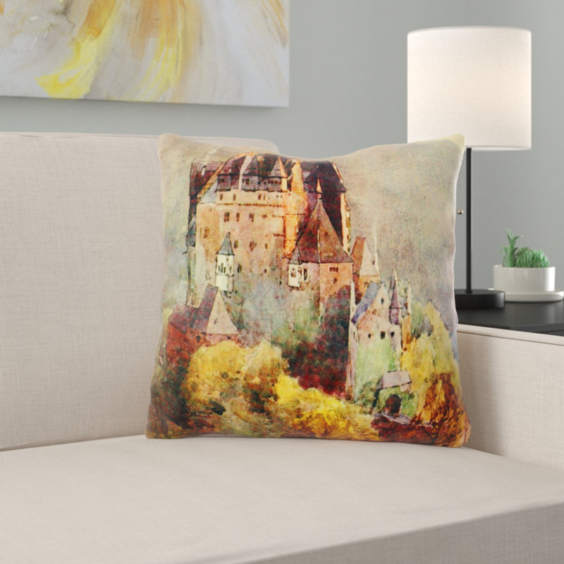 Coussin décoratif painting Winkel, Microsuède, Intérieur