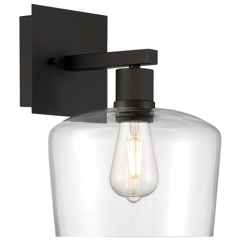 Aarian Chardonnay LED Wall Sconce - Clear Glass - Replaceable LED, Matte Black