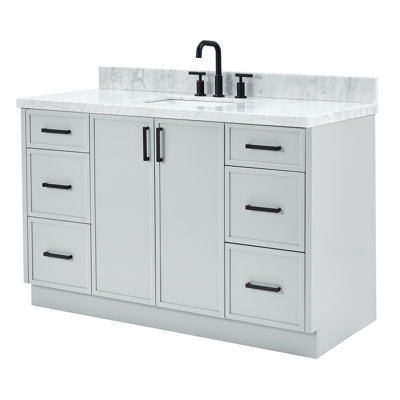 ARIEL Kelly 55 Single Sink Bathroom Vanity with Italian Carrara Marble Top
