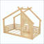 Lit sur pied en bois avec toit, fenêtre et tablette intégrée, lit à profil bas Montessori, aucun sommier requis-1148591670-1148591668