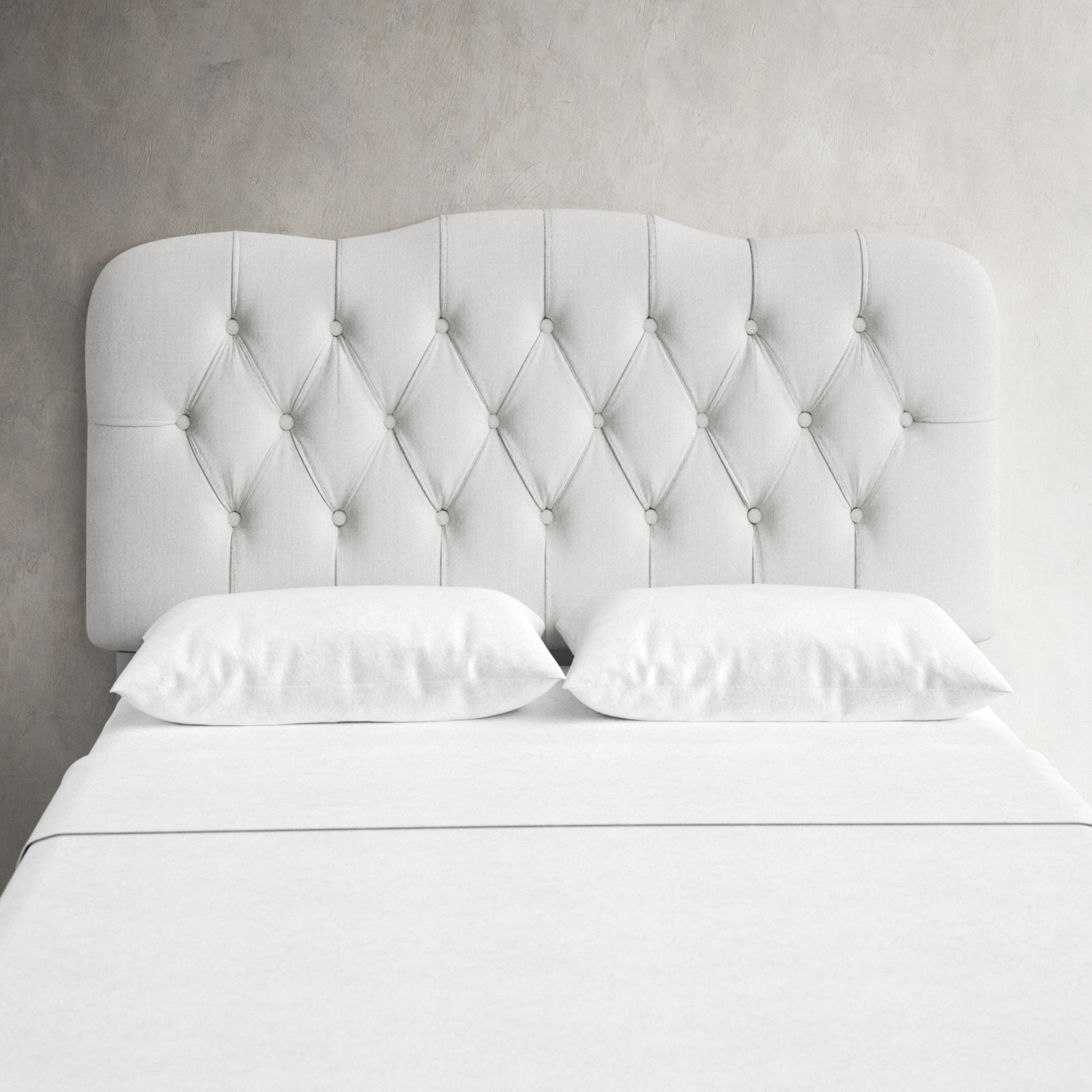Michaela Upholstered Headboard, White Performance Twill, Queen