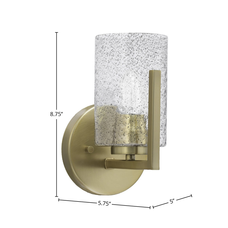 Dayberry Wall Sconce Shown With 4" Bubble Glass, Smoke Gray, Gold
