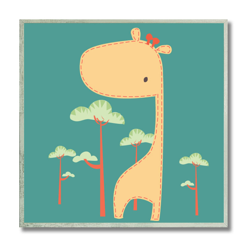 «Woven Giraffe», art mural encadré pour enfant, 12 po x 12 po