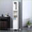 Cabinets, Tall Freestanding Bathroom Storage Tower with Mirror &amp; Adjustable Shelves, Snow White | Particle Board | Contemporary