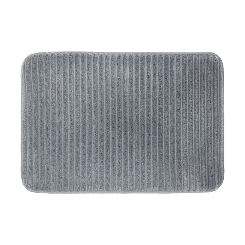 Selmon Ribbed Memory Foam Small Bath Mat, Dark Grey