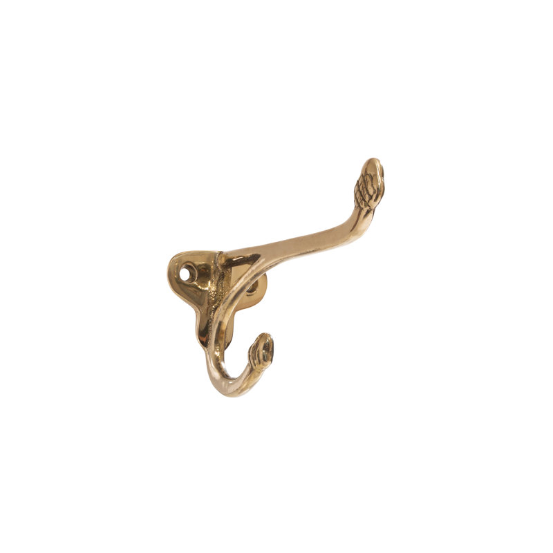 Unlacquered Brass "Acorn" Wall Coat and Hat Hook