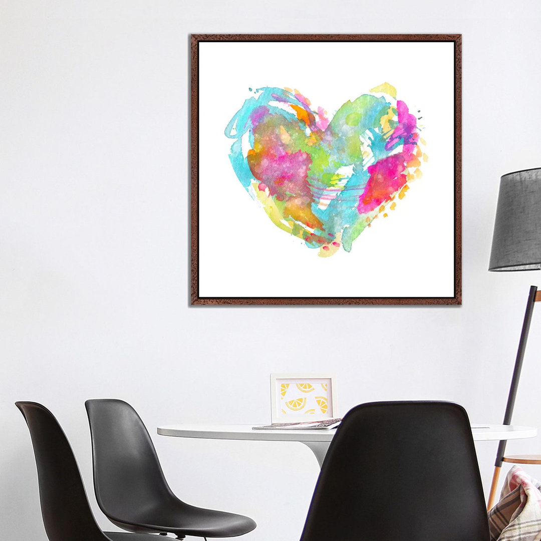Messy Watercolor Heart, Cyan by Stephanie Corfee - Gallery-Wrapped Canvas Giclée on Canvas