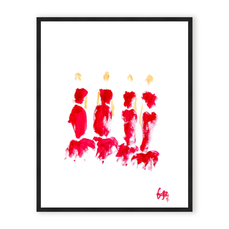 'Red Tulle' Framed Print Wall Art, 30" H x 24" W x 2.375" D, Framed Canvas, Black