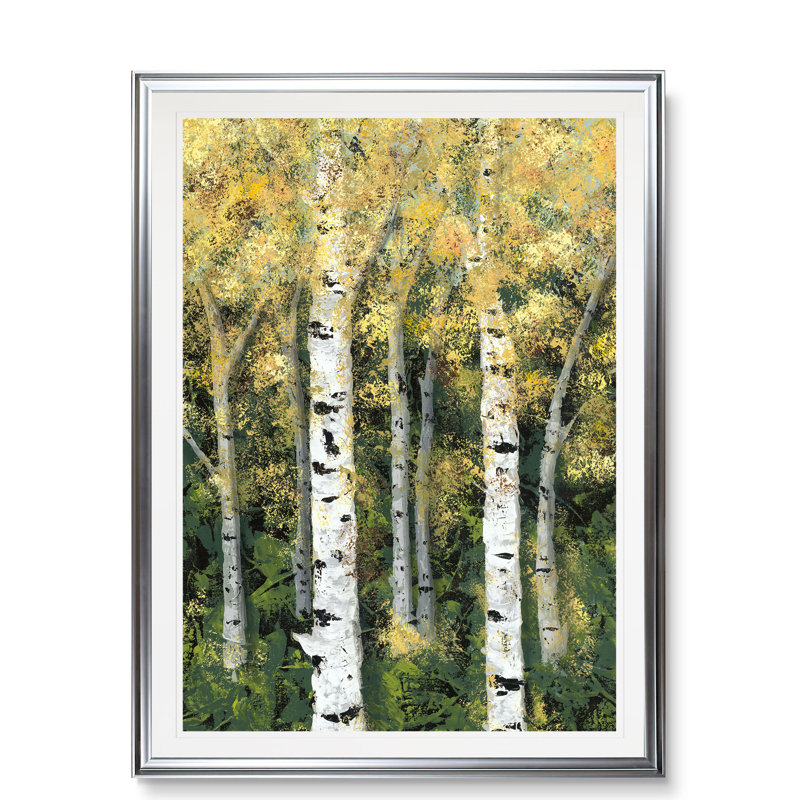«Birch Treeline II», reproduction, H 36 po x l 26 po x P 1,5 po, Cadre argenté