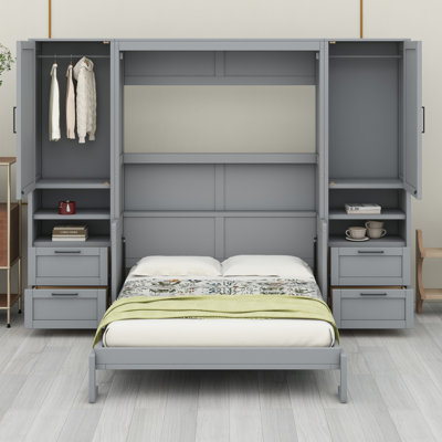 Lit escamotable Murphy avec placard, tiroirs et tablettes