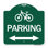Enseigne Signmission Designer Series - Symbole de bicyclette, stationnement (avec flèche bidirectionnelle) | Enseigne architecturale en aluminium de gros calibre vert et blanc 18 po x 18 po | Protégez votre entreprise |