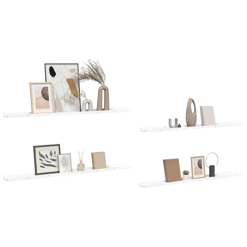 Floating Shelf, 3cm H x 115cm W x 9cm D, White Marble