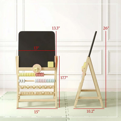 Educational Art Easel with Double-Sided Chalkboard,Kids' Easel,Interactive Toddler,All-in-One Learning Centre for Toddlers with Chalkboard, Beads