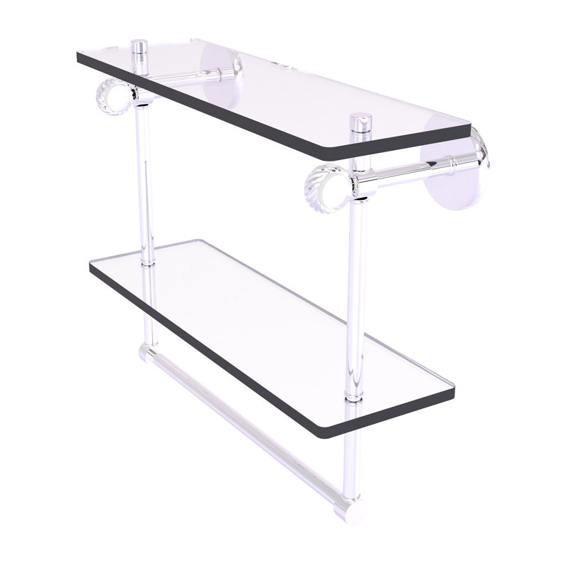 Tablette à 2 niveaux en verre Margolis, H 12,8 po x l 16 po x p 5,6 po, Chrome poli