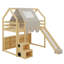 Lit mezzanine simple en bois avec tente-1054561667