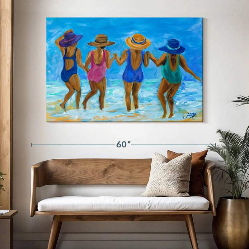 Mesdames Leisha sur la plage I, H 34 po x l 51 po