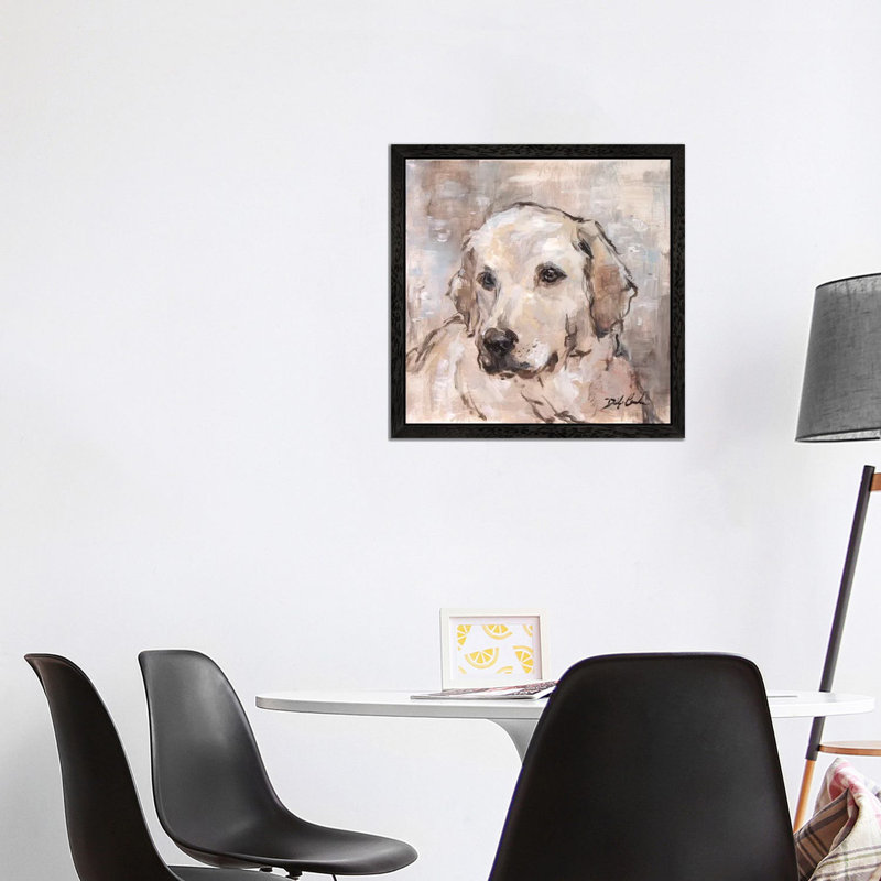 Lovely Lab by Debi Coules - Painting on Canvas, 45.72 cm H x 45.72 cm W, Black Floater Framed