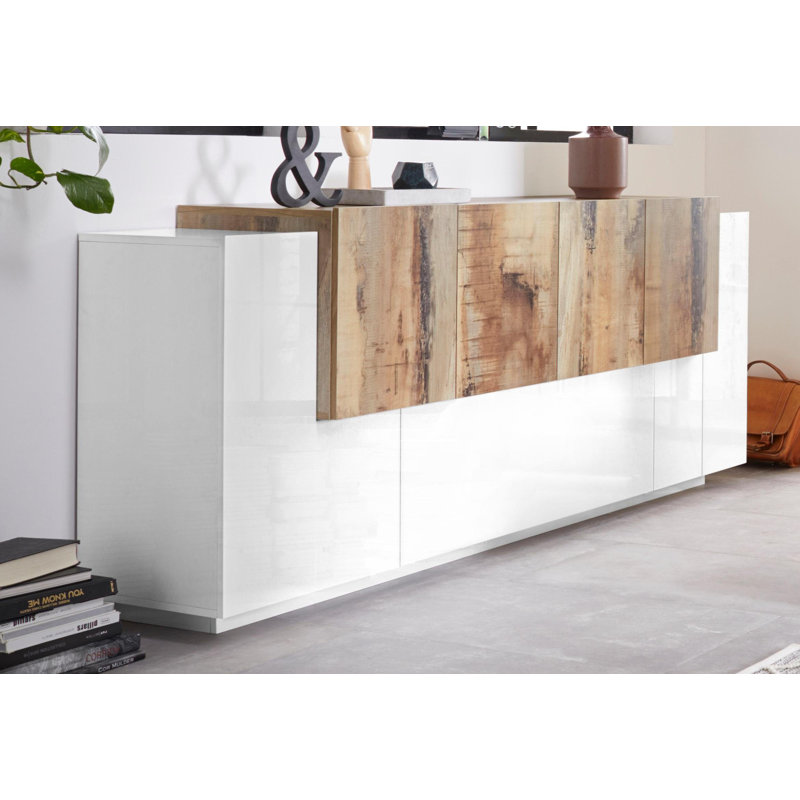 Nostrand 200 Cm Wide Sideboard, White/Maple