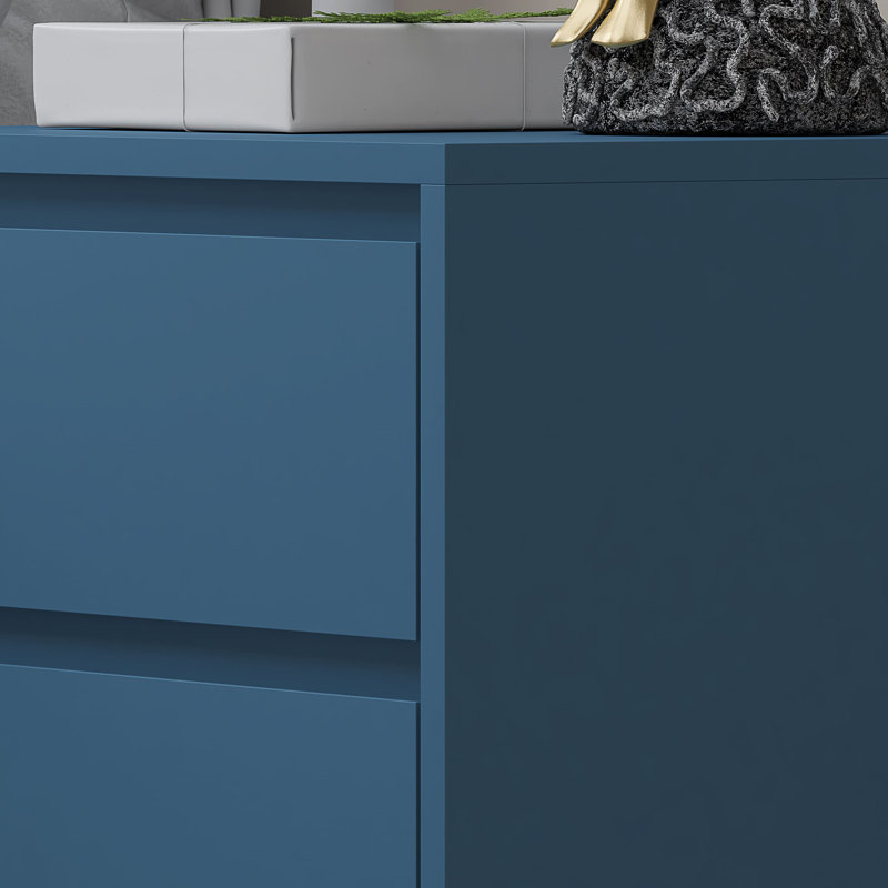 Aanika 45cm W Manufactured Wood Bedside Table, Navy Blue
