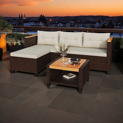 Ensemble de canapé modulaire d'extérieur de luxe avec rangement caché et coussins moelleux - rotin PE et structure résistante à la rouille
