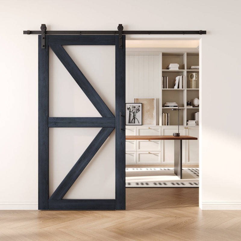 Porte de grange non assemblée et fini en verre à motif de flèche de 40 po x 80 po Homacer, 40 po x 80 po